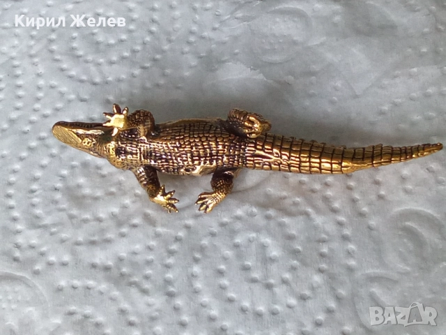 Бронзова фигурка на крокодил малка 52510, снимка 3 - Колекции - 52589527