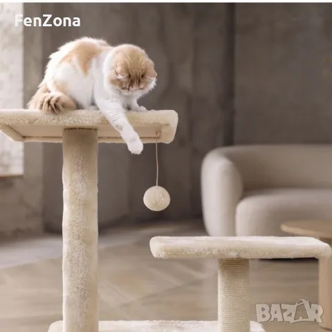 Котешки център за игра и почивка с драскалка и къщичка, 125 см, снимка 2 - За котки - 56084107