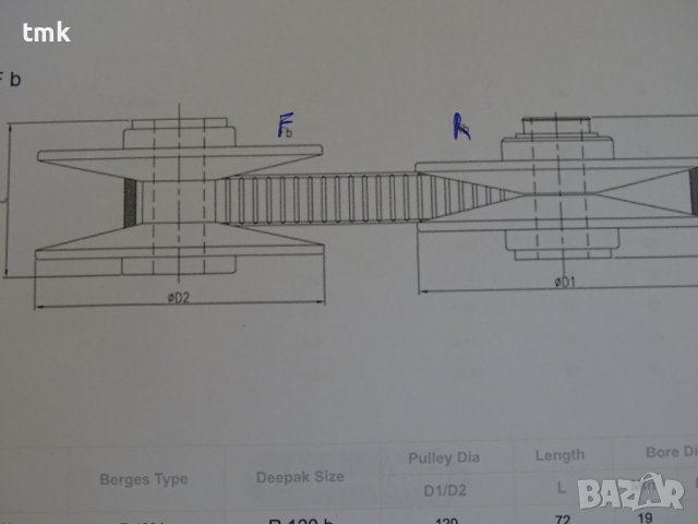 Вариаторни шайби комплект Berges F100B/R100B variable speed pulley Ф120/Ф19, снимка 13 - Резервни части за машини - 42365133