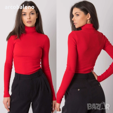 Дамска блуза с оребрена яка Elisee, 6цвята , снимка 17 - Блузи с дълъг ръкав и пуловери - 52370517