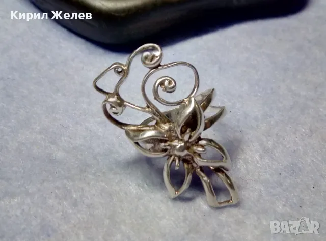 РАЗКОШЕН ФЛОРАЛЕН СРЕБЪРЕН ПРЪСТЕН СРЕБРО 925 ИЗЯЩНА ФИНА МАЙСТОРСКА АЖУРНА РЪЧНА ИЗРАБОТКА 30618, снимка 3 - Пръстени - 50340567