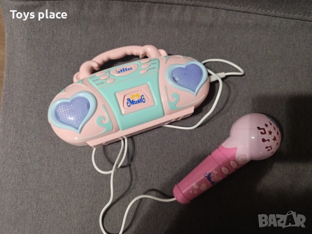 Касетофон с микрофон и слушалки, караоке 