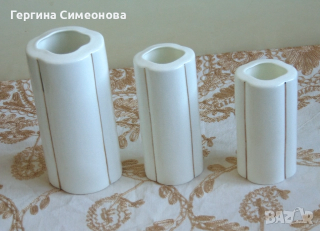 Три вази български костен порцелан
