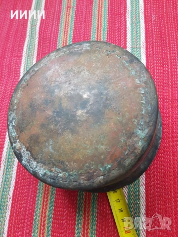 Бакърен тиган тенджера , снимка 2 - Антикварни и старинни предмети - 53844927