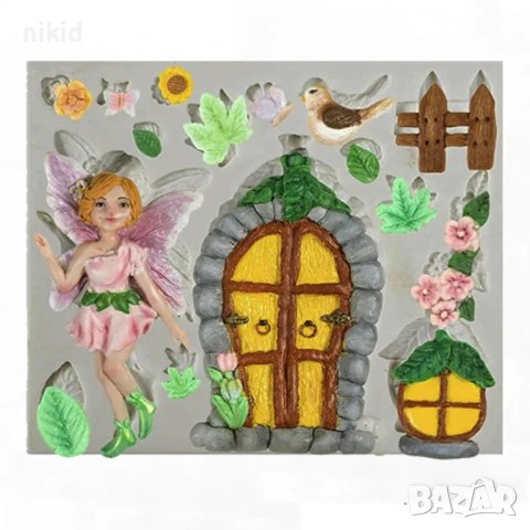 Приказна къща къщичка фея врата силиконов молд форма фондан декор, снимка 2 - Форми - 41894074