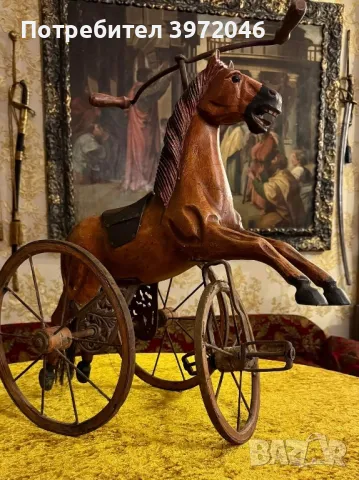 Антикварно конче велосипед от 19 век , снимка 3 - Антикварни и старинни предмети - 49694129