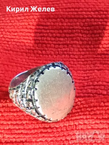 МАЙСТОРСКИ МАСИВЕН РЕТРО СРЕБЪРЕН АРТ ДЕКО ПРЪСТЕН ЛАКИРАНО СРЕБРО 925 СТИЛНО ОРНАМЕНТИРАН 28744