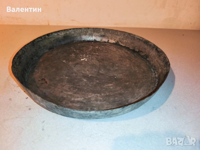 Старинна бакърена тава с ПЕЧАТ, снимка 2 - Антикварни и старинни предмети - 52540163