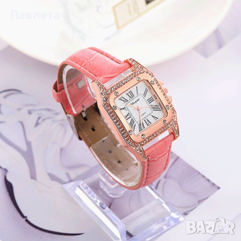 Дамски часовник с квадратен циферблат с камъни, снимка 2 - Дамски - 40865688