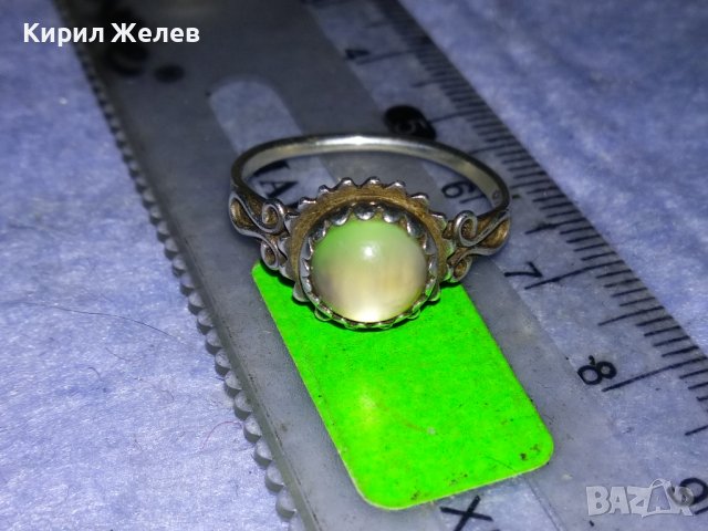 СТАРИНЕН СКЪПОЦЕНЕН СРЕБРЕН АР НУВО ПРЪСТЕН ВИСОКА ПРОБА СРЕБРО с РЪЧНО ШЛИФОВАН ЛУНЕН КАМЪК 38285, снимка 4 - Антикварни и старинни предмети - 40920500
