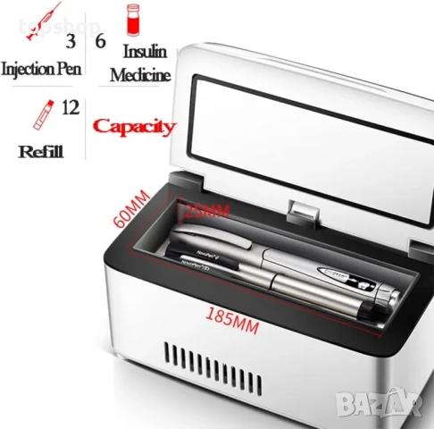 НОВ Преносим хладилник за лекарства, 3 батерии, CoolBox, инсулин, медицинска хладилна чанта, снимка 9 - Хладилници - 50555741