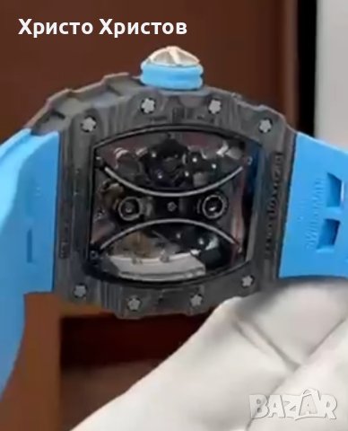 Мъжки луксозен часовник Richard Mille RM 53-01 Blue Rubber Strap Super High Quality , снимка 9 - Мъжки - 41568105