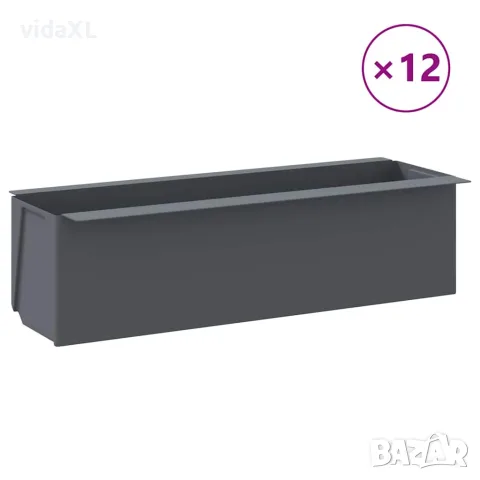 vidaXL Сандъчета за цветя за европалети 12 бр сиви 36x13,5x9,5 см PP