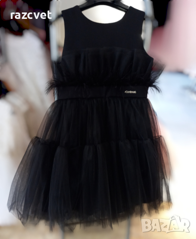 💃Детска официална рокля с тюл и щраусови пера за момиче в черно, снимка 1 - Детски рокли и поли - 44595921