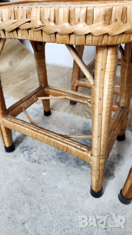 Комплект ратан масичка и табуретки, снимка 8 - Столове - 53659338