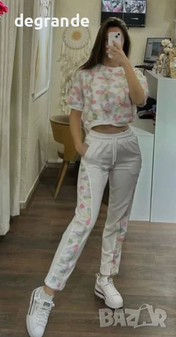 Спортен дамски сет с цветя, снимка 2 - Комплекти - 50940179