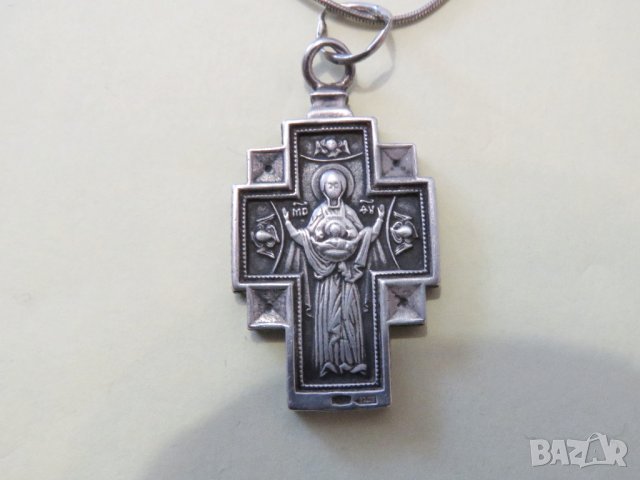 Старинен кован  православен кръст разпятие Исус Христос Света Богородица, Дева Мария Кръщене