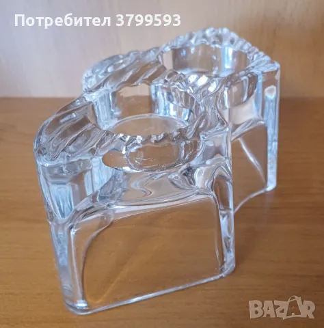 Стъклен свещник, снимка 3 - Декорация за дома - 49136451
