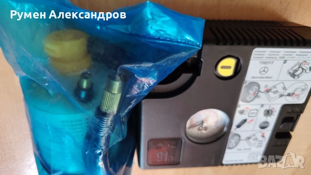 Нов оригинален Mercedes компресор за гуми 12V-15А-180W с лепило уплътнител 355 мл, снимка 9 - Аксесоари и консумативи - 44780232