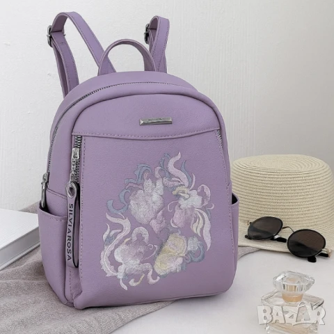 Елегантна и стилна дамска раница с флорална бродерия, снимка 5 - Раници - 50653915