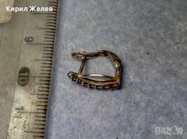 СТАРА СКЪПОЦЕННА СРЕБЪРНА ОБЕЦА СРЕБРО 925 с ФАСЕТИРАНИ БЛЕСТЯЩИ ЦИРКОНИ 47581, снимка 8 - Обеци - 49601307