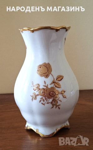 1948 г. JLMENAU - Старинен немски порцелан ваза порцеланова цветя злато, снимка 4 - Други ценни предмети - 53608976