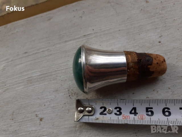 Уникална антикварна сребърна тапа бутилка Арт Деко Авантюрин, снимка 5 - Антикварни и старинни предмети - 53357926