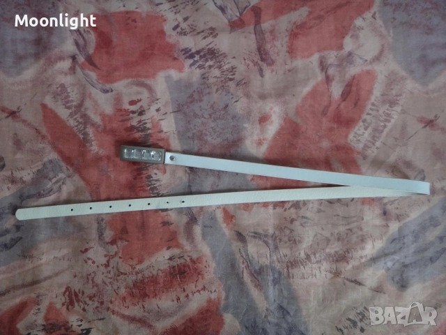 Бял кожен колан с камъни, снимка 2 - Колани - 52976312