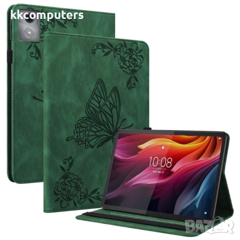 Защитен калъф за Lenovo Tab K11 Plus, Кожен PU с пеперуда, Стойка, 3 слотa за карти, Вкл. Протектор,, снимка 5 - Калъфи, кейсове - 52937854