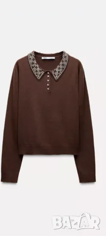 Дамска блуза с апликация от камъни, снимка 1