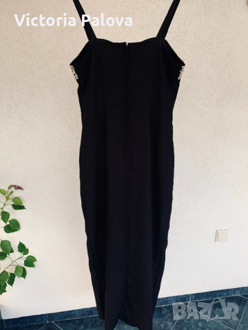 Черна рокля с перли, снимка 7 - Рокли - 36243666