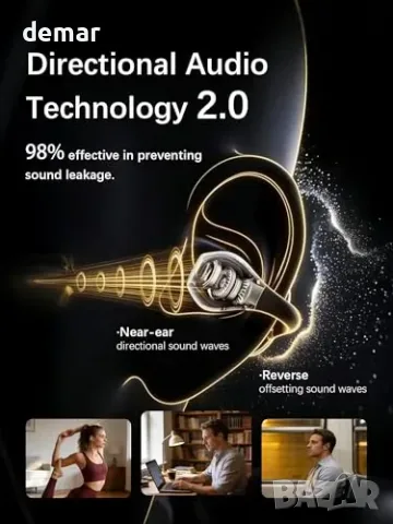 Open Ear Clip-On Bluetooth 6.0 слушалки Essonio с микрофон и калъф за зареждане, снимка 4 - Bluetooth слушалки - 55827410