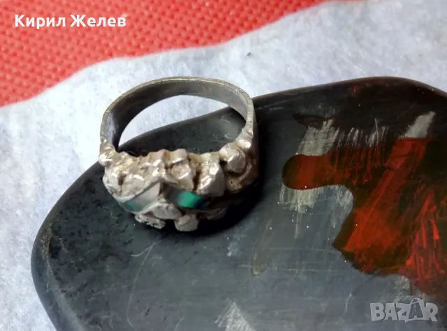 СТАР АРТ НУВО СТИЛ СРЕБЪРЕН ПРЪСТЕН СРЕБРО ВИСОКА ПРОБА ИНКРУСТИРАН РЪЧНО с КРАЛСКИ СЕДЕФ 41203, снимка 3 - Антикварни и старинни предмети - 50023756