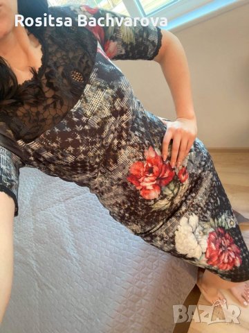 Елегантна рокля с 3/4 ръкав, М размер, снимка 3 - Рокли - 35985484