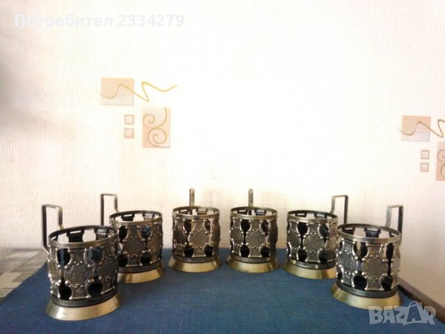 Стакани за чай,посребрени и изработен от мелхиор , снимка 5 - Сервизи - 40696346