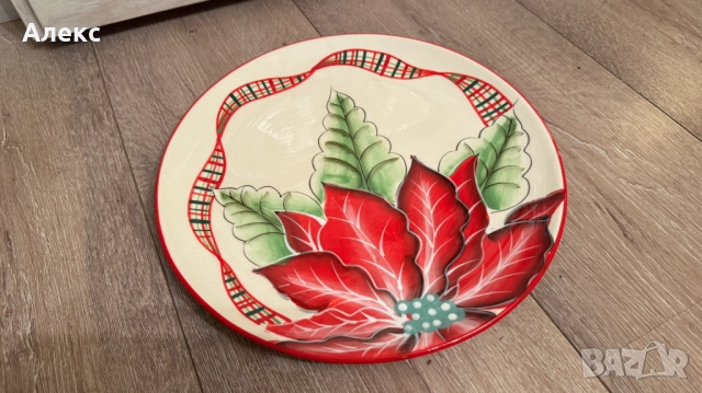 Голяма тортена коледна чиния, 33см Germany, снимка 3 - Чинии - 52536086