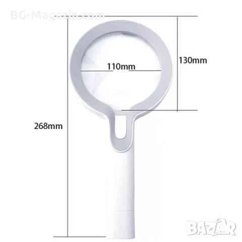 Голяма увеличителна ръчна лупа с LED осветление дръжка USB акумулаторна 10X и 25X лед четене книги, снимка 4 - Други инструменти - 50920065