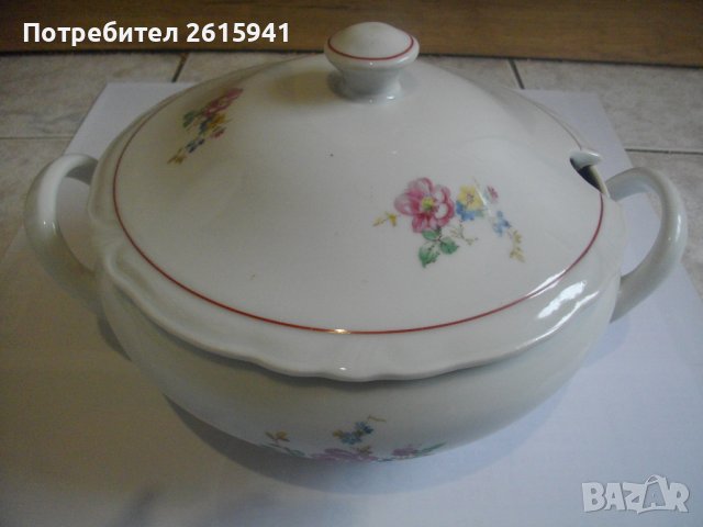 Ретро БГ от Соца-Порцеланов Супник-Голям-ф210мм-Отличен-Китка-Нови Пазар, снимка 4 - Сервизи - 39329953