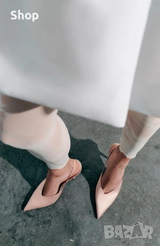 👡 Сатенени обувки на ток на Zara 👛, снимка 4 - Дамски обувки на ток - 53773100