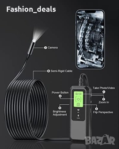 Нова Водоустойчива WiFi ендоскопска камера за инспекция с 8 светодиода, 2.0MP HD , снимка 8 - Друга електроника - 41467591