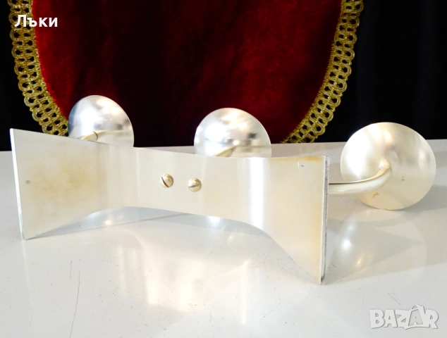 Посребрен троен свещник тройка WMF. , снимка 7 - Антикварни и старинни предмети - 52665016