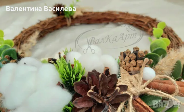 Коледни венци с естествени материали, снимка 3 - Декорация за дома - 48408633