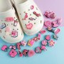 Нови 36 броя различни форми розови аксесоари за обувки Croc джапанки Момичета Подарък, снимка 6