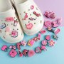 Нови 36 броя различни форми розови аксесоари за обувки Croc джапанки Момичета Подарък, снимка 6