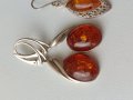 Продавам дамски,сребърни обеци с балтийски кехлибар, снимка 7