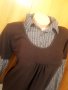 Кафява блуза тънко плетиво с вградена риза Л, снимка 3