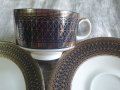 Порцеланов кобалтов сет за чай,кафе,с богата позлата, снимка 4