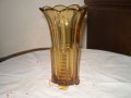 Винтидж арт деко 1930 стъклена ваза с кехлибарен цвят, снимка 1
