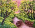"Пролетна прохлада", авторска маслена картина, снимка 1 - Картини - 44397730
