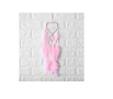 Декоративен, висящ ловец на сънища, форма на сърце, розови пера и мъниста, 10,5x47 см